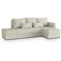 Masseno Ecksofa LUMARI R-S mit Schlaffunktion L-Form, Sofa mit Bettkasten, Wohnzimmersofa, Couch, Soffa, Bettsofa, Couchgarnitur- Creme, NEVE 02