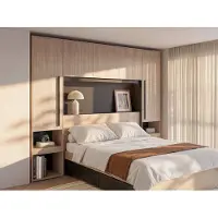 Vente-unique Bettrahmen Velona Schwarz Naturfarben Hell 265.2 cm
