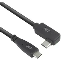 ACT USB 3.0 10 Gbit/s 60 W USB-Typ-C-Kabel (gerade) auf USB-Typ-C-Kabel (links/rechts abgewinkelt), 0,5 Meter, 0,5 m, USB C, USB C, USB 3.2 Gen 2 (3.1 Gen 2), 10 Gbit/s, Schwarz