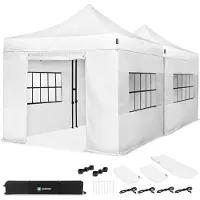 Vonroc Partyzelt – 6 × 3 m – Premium Easy-Up Partyzelt | Set inkl. 2× Zelt, Seitenwänden und Verbindungskit – Weiß