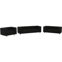 S-Style Möbel - Malin - Modernes Polstergarnitur 3+2+1 aus Schwarz Cord-Stoff mit bequemem Sitz