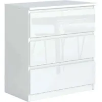 Masseno Kommode NUDO 70 cm Sideboard mit 3 Schubladen und Türen für Wohnzimmer Schlafzimmer Modern 70x39x78,5 cm Weiß / Weiß