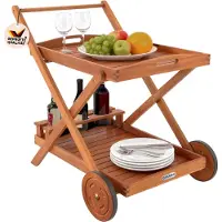 Casaria Servierwagen rollbar aus Akazienholz
