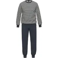 Ammann Pyjama "Herren Pyjama lang, Rundhals Nightwear / Frottee", Herren, Gr. 56, blau (dunkelblau), Obermaterial: 100% Baumwolle CO., Homewear-Sets Pyjama