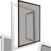 TecTake Fliegengitter mit Aluminiumrahmen, 100x120 cm, zuschneidbar, wetterfest, ohne Bohren und Schrauben, inkl. Montagematerial und Haken, in braun