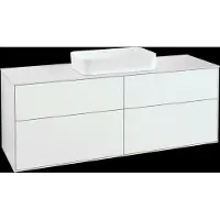 Villeroy & Boch Finion Waschtischunterschrank, 4 Auszüge, mit integrierter Beleuchtung, mit Hahnloch, 1600x603x501mm, Glass White Matt, G32100GF, Farbe: Glossy White Lacquer
