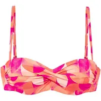 LASCANA Bügel-Bandeau-Bikini-Top "Tilly", Damen, Gr. 38, Cup A, blau (beere, pfirsich), Recycling-Polyamid, bedruckt, Bikini-Oberteile Bügel-Bandeau-Bikini-Top, mit modernem Allover-Print