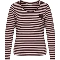 ONLY Carmakoma Langarmshirt "CARBODIL L/S O-NECK BLOUSE JRS" Materialmix, slim fit