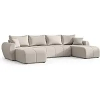 AX Living Malatya U Couch mit Schlaffunktion Wohnlandschaft Beige