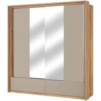 Masseno Schiebetürenschrank PRESARO 209,1/219/62,9 cm 2-türig Schlafzimmer Schrank Kleiderschrank mit Spiegel Eiche Mauvella