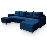 Masseno Ecksofa VERNI mit Schlaffunktion U-Form, Sofa mit Bettkasten, Wohnzimmersofa, Couch, Soffa, Bettsofa, Couchgarnitur- Blau, KRONOS 09