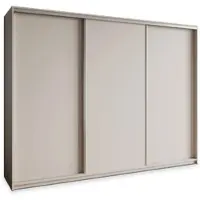 Masseno Schiebetürenschrank NISSE 270/205/60 cm Kleiderschrank mit Schubladen Schlafzimmer Schrank 3-türig Kaschmir + Satin