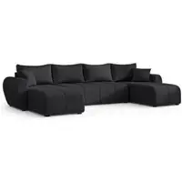 AX Living Malatya U Couch mit Schlaffunktion Ecksofa Schwarz modern 311cm