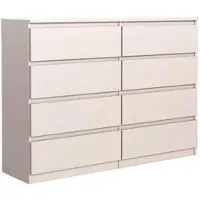 Masseno Kommode NUDO 138,5 cm Sideboard mit 8 Schubladen und Türen für Wohnzimmer Schlafzimmer Modern 138,5x39x101,5 cm Kaschmir / Kaschmir