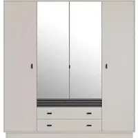 Masseno Drehtürenschrank PUNTO 200/210/56cm 4-türig mit Spiegel Kaschmir