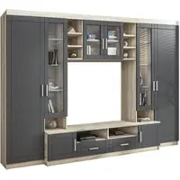 AX Living Parisca Wohnwand mit viel Stauraum 340 sonoma eiche/graphit