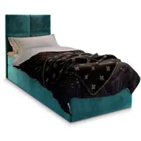 Masseno Boxspringbett LENA 100 100x200 cm Komplett-Set mit Bonell Matratze und Topper, Polsterbett mit Bettkästen -Blau, KRONOS 13