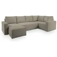 Masseno Ecksofa NORENA R-S mit Schlaffunktion U-Form, Sofa mit Bettkasten, Wohnzimmersofa, Couch, Soffa, Bettsofa, Couchgarnitur- Beige, POSO 02