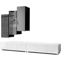 AX Living Anbauwand Wohnzimmer Kossana 11 – 300cm Breite, Schwarz/Weiß