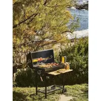 CookingBox COOKING BOX MIKE Holzkohlegrill – 115 x 66 x 106 cm – 2 verchromte Stahlgrillroste – Grillfläche: 71 x 35 cm – Schwarz