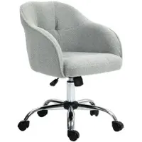 MODFU Bürostuhl Drehstuhl ergonomisch Grau 56x61x86 cm höhenverstellbar 46 bis 56 cm Sitzhöhe mit Armlehnen Teddyoptik und Rollen