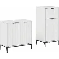 vidaXL Badezimmermöbel-Set 2 stk. Hochglanz Weiß 39,5 x 36 x 88 cm