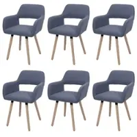 Mendler 6er-Set Esszimmerstuhl HWC-A50 II, Stuhl Küchenstuhl Polsterstuhl, Holz Stoff/Textil Cord (400g/m²) dunkelgrau