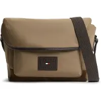 Tommy Hilfiger Umhängetasche "TH HERITAGE SATCHEL", Herren, Gr. B/H/T: 28cm x 24cm x 13cm, braun, Leder, Textil, Veloursleder, Taschen Umhängetasche, Herren Schultertasche mit viel Stauraum