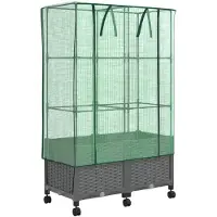 vidaXL Gartenplanter mit Gewächshausabdeckung und Rädern 2 stk. PP