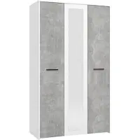 Dmora Kleiderschrank 3 Türen Lavagno 119x53 cm Weiß, Kleiderständer 5 Regale