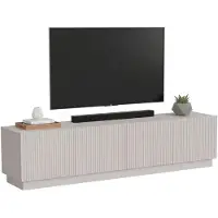 Dmora TV-Schrank Macherio 200x40x48 cm Beige, 4 Regale 8 Fächer