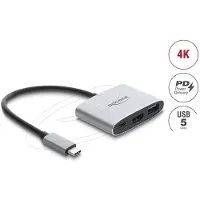 DeLOCK USB-C Adapter zu HDMI 4K 60Hz, USB-A, USB-C PD 140W, Metallgehäuse