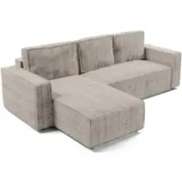 AX Living Ecksofa L Form Aydin Cord Schlafsofa Beige Schlaffunktion