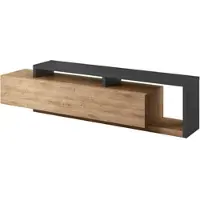 Masseno TV-Schrank BOTTEGA 219 cm Fernsehschrank mit 2 Schubladen TV-Lowboard für Wohnzimmer Modern 219x45x52 cm Anthrazit / Eichefarben