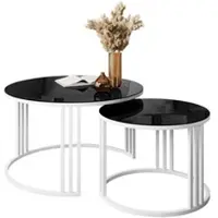 Lookway Runder Couchtisch 2in1 LORI GLASS