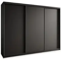 Masseno Schiebetürenschrank NISSE 250/205/60 cm Kleiderschrank mit 4 Schubladen Schlafzimmer Schrank 3-türig Schwarz