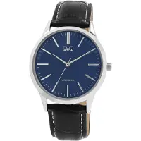 Q&Q Herren Armbanduhr C08A-011PY, 40 mm, Lederarmband, Metallgehäuse, 3 ATM wasserdicht