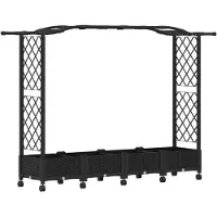 vidaXL Hochbeet mit Rankgitter und Dach Schwarz 207 x 40 x 129 cm PP