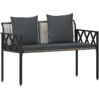 vidaXL Bänke für Outdoor 2 -Seater 116 x 56 x 75 cm Poly-Rattan