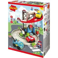 Ecoiffier Abrick Auto-Garage - 2-Ebenen-Fahrspiel, Mechanikerfigur, 2 Rennautos & Abschleppauto, für Kinder ab 18 Monaten, Maße: 55x48x33 cm