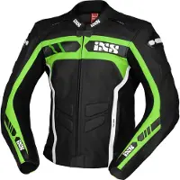 IXS Sport RS-600 1.0 Schwarz Grün Weiß Motorrad Lederjacke Größe 48