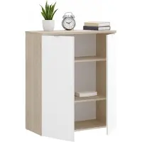 Dmora Mehrzweckschrank Ddijk, niedriger Multifunktionsschrank, Schrank mit 2 Türen, 79 x 40 x 96 cm, Weiß und Eiche