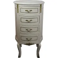 Casa Padrino Barock Kommode Rund Antik Stil Creme Weiß / Gold 42 x H 77.5 cm - Barock Möbel
