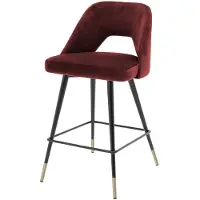 Casa Padrino Luxus Barstuhl Bordeauxrot / Schwarz / Messing 50 x 50 x H. 90 cm - Barhocker mit Rückenlehne