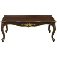 Casa Padrino Luxus Barock Couchtisch Dunkelbraun / Gold 117 x 72 x H. 42 cm - Barock Wohnzimmermöbel