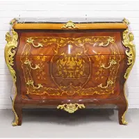 Casa Padrino Barockstil Kommode mit 3 Schubladen und Marmorplatte in braun, gold und schwarz, 120 x 50 x H. 95 cm