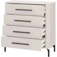 Dmora Kommode Mogoro 90x40x94h cm Weiß, 4 Schubladen mit Schiebemechanismus