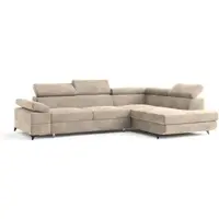 Masseno Ecksofa FAVIEN R-S mit Schlaffunktion L-Form, Sofa mit Bettkasten, Wohnzimmersofa, Couch, Soffa, Bettsofa, Couchgarnitur- Creme, MONOLITH 04