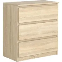 Masseno Kommode NUDO 70 cm Sideboard mit 3 Schubladen und Türen für Wohnzimmer Schlafzimmer Modern 70x39x78,5 cm Sonoma Eiche / Sonoma Eiche
