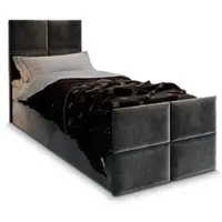 Masseno Boxspringbett ARIEL 100 100x200 cm Komplett-Set mit Bonell Matratze und Topper, Polsterbett mit Bettkästen -Dunkelgrau, PAROS 06